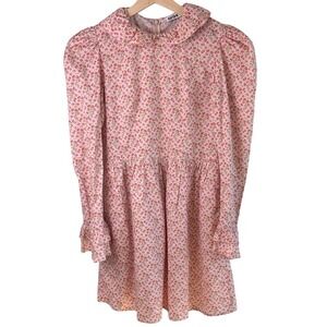 Batsheva Pink Floral Prairie Mini Dress Size 2 Cottagecore Coquette